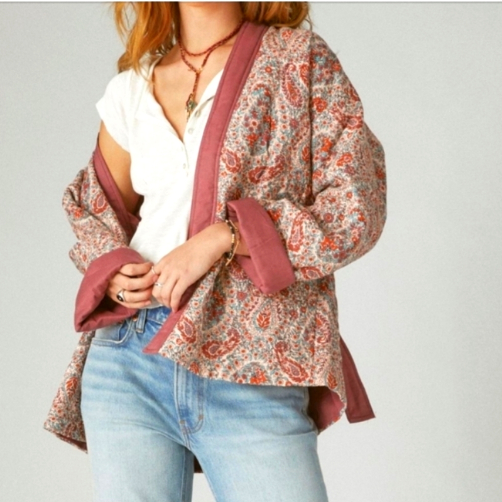 Lucky Brand Paisley Wrap Coat kimono